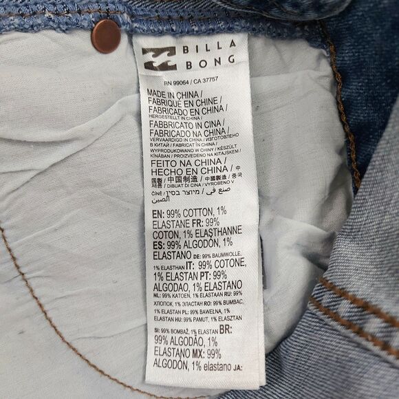 Billabong x Wrangler Sun Western Overalls Womens 26 Blue Raw Hem Stretch Denim - Picture 9 of 13